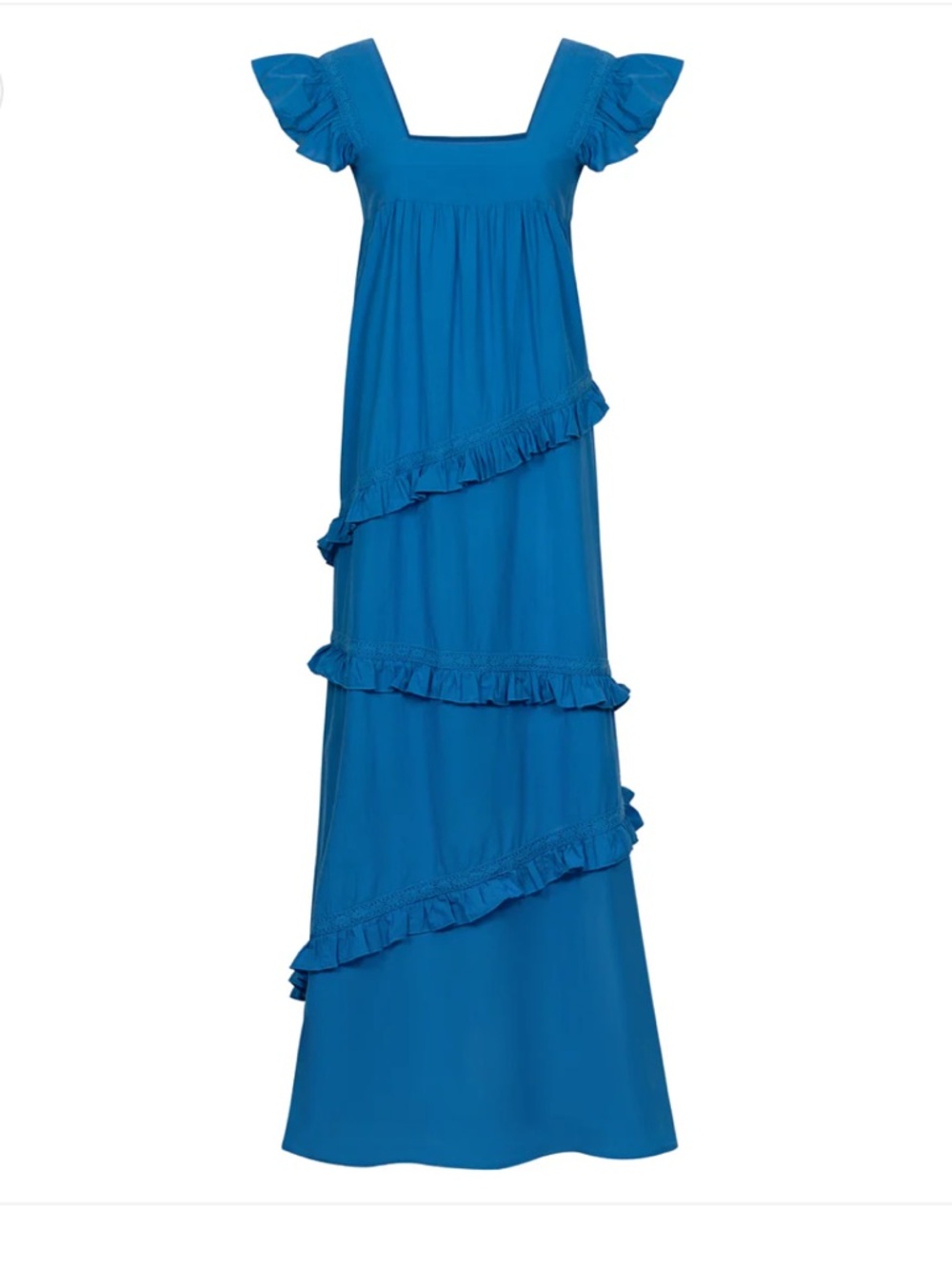 Square-Neck Tiered Maxi Dress in Bright Blue - Picture 2 of 4